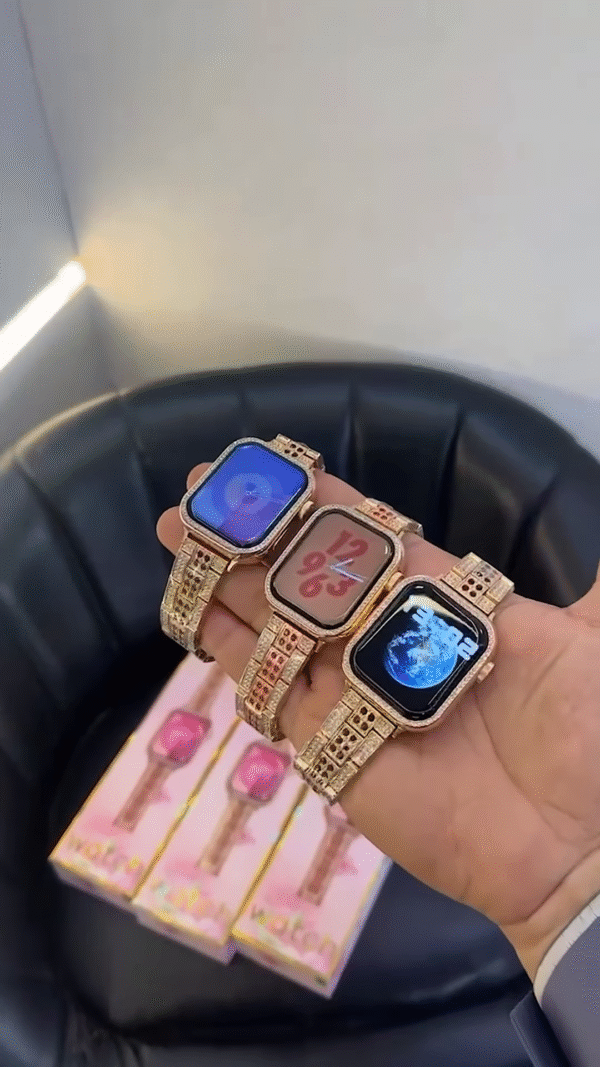 Luxury Rose Gold Diamond Smartwatch for Women - Image 3