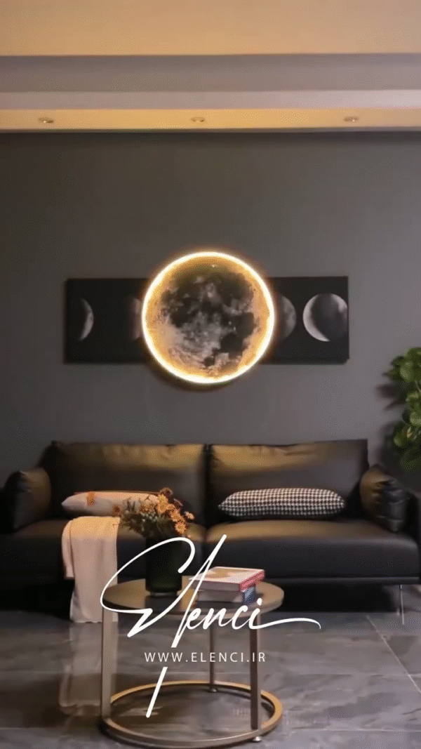 LED Backlit Moon Phase Wall Art – Modern Illuminated 3-Piece Canvas Set - Image 2