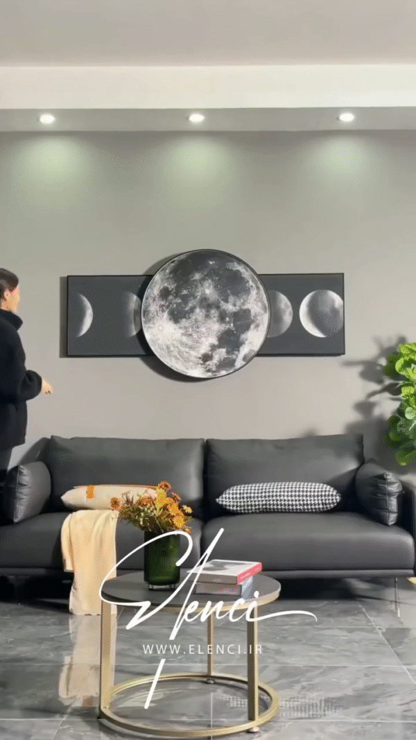 LED Backlit Moon Phase Wall Art – Modern Illuminated 3-Piece Canvas Set - Image 3