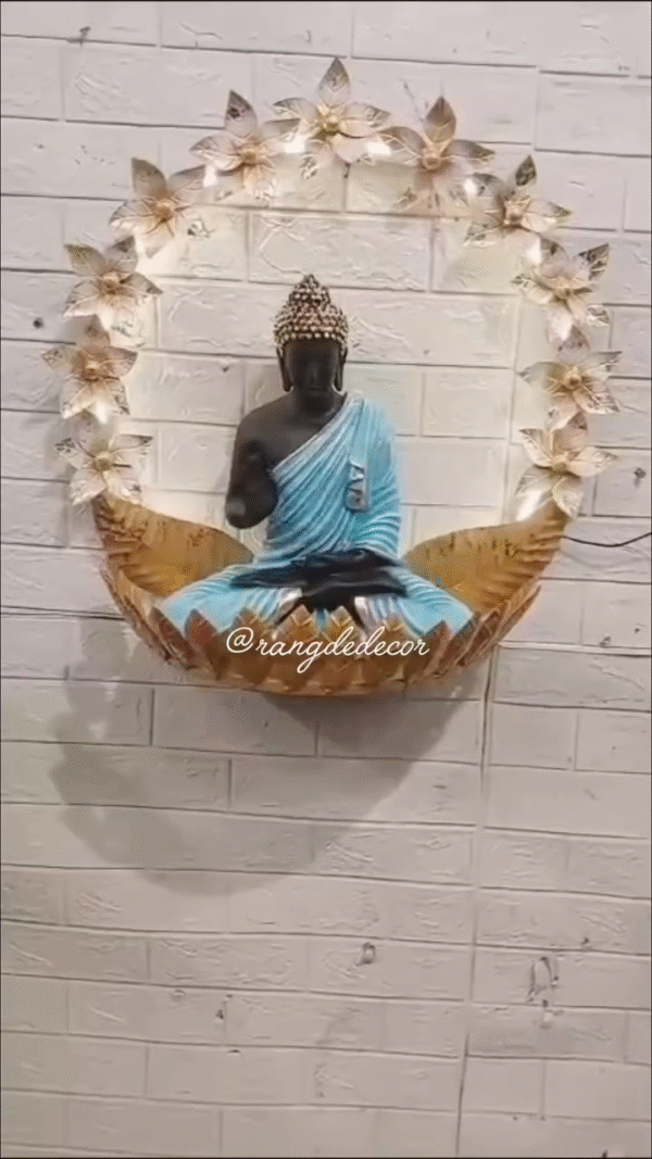 Serene Buddha on Golden Lotus Wall Art – Tranquil Home Decor