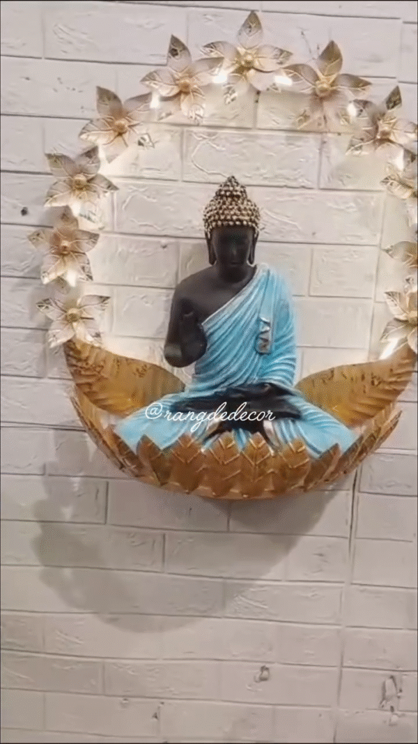 Serene Buddha on Golden Lotus Wall Art – Tranquil Home Decor - Image 2