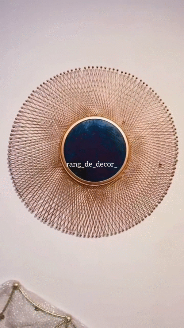 Modern Metallic Radiance Wall Art with Blue Centerpiece