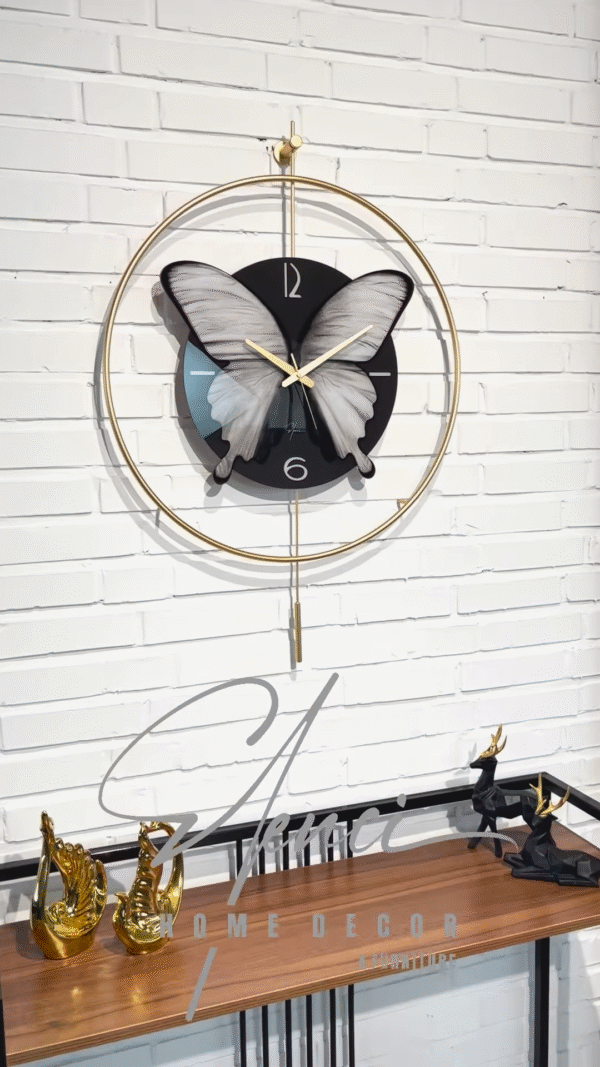 🦋 Elegant Butterfly Wall Clock – Artistic Modern Home Décor in Gold & Black - Image 2