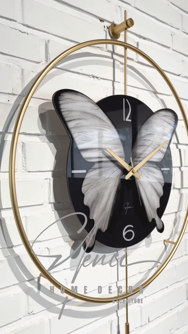 🦋 Elegant Butterfly Wall Clock – Artistic Modern Home Décor in Gold & Black