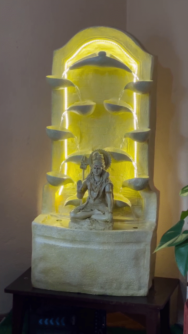 Illuminated Lord Shiva Water Fountain with LED Lights - Image 2