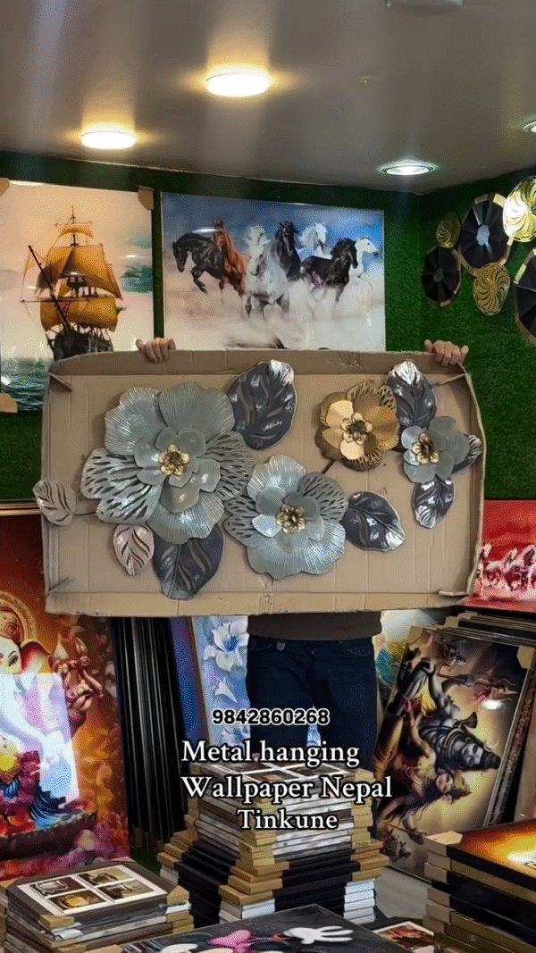 Floral Metal Wall Clock with Leaf Design - Image 3
