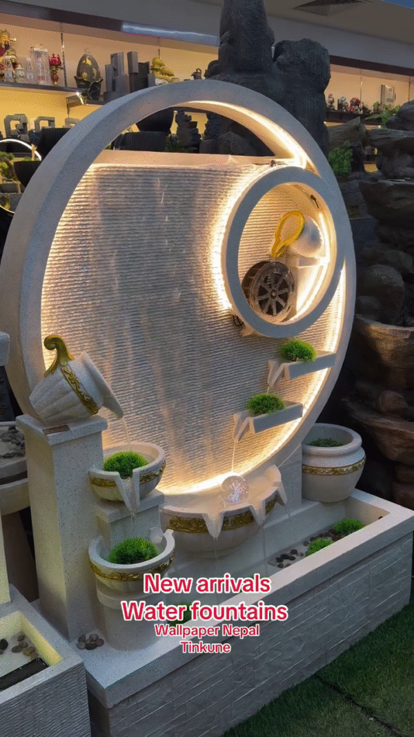 Modern Indoor Water Fountain with LED & Rotating Wheel – Elegant Home Decor