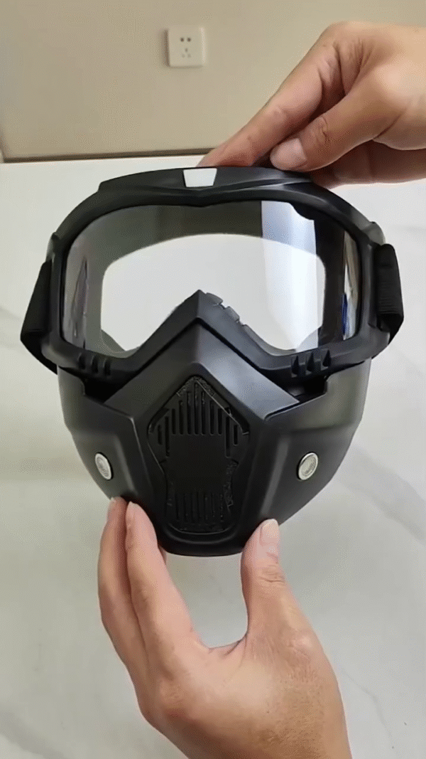 Tactical Detachable Motorcycle Face Mask with Anti-Fog Goggles