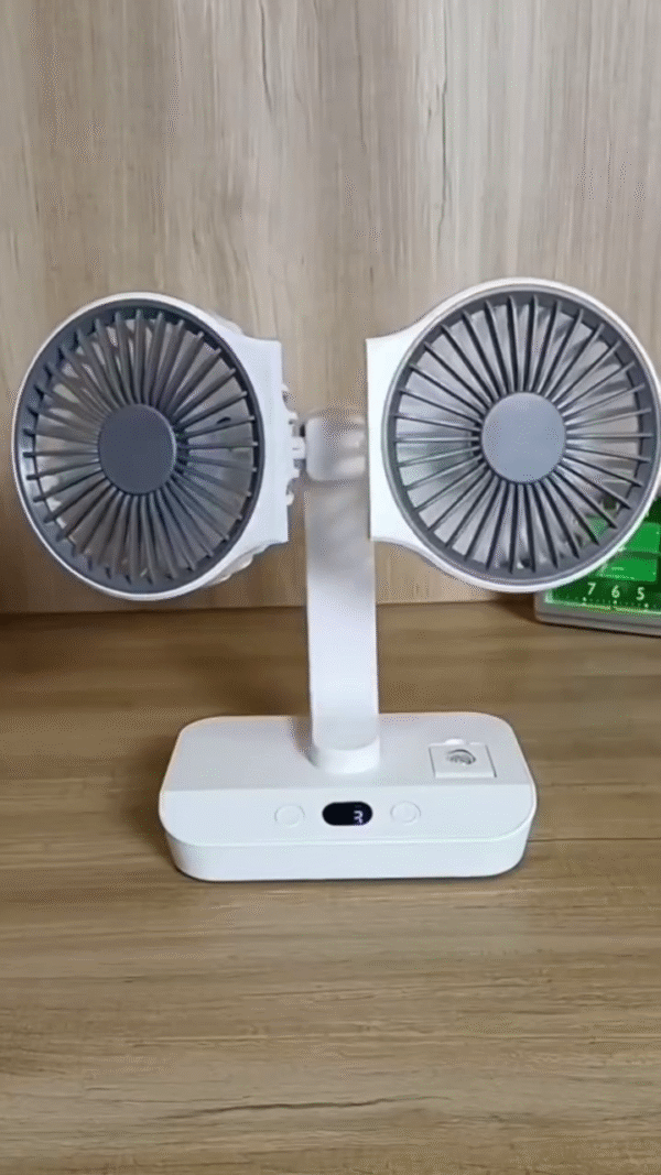 Dual Head Rechargeable Desk Fan – Coolness