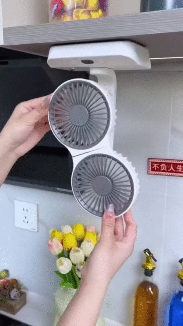 Dual Head Rechargeable Desk Fan – Coolness - Image 3