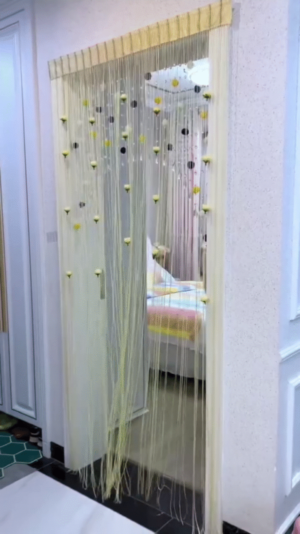 Decorative String Curtain with Beads – Blue Partition Hanging for Doorways & Windows - Image 2