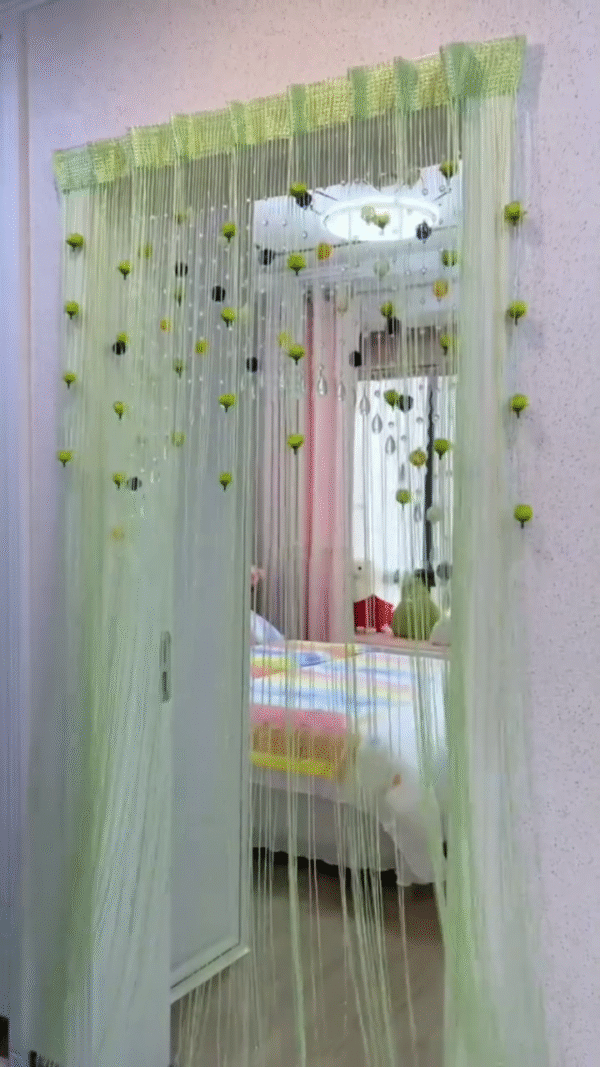 Decorative String Curtain with Beads – Blue Partition Hanging for Doorways & Windows - Image 3