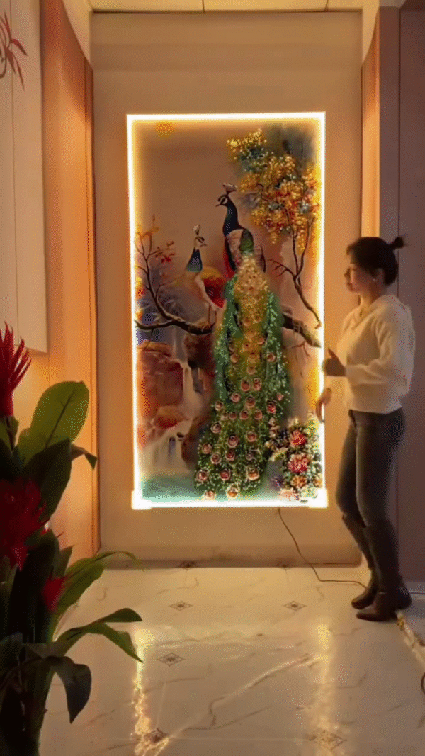 LED Framed Peacock Wall Panel – Glowing Art for Living Room & Lobby - Image 2