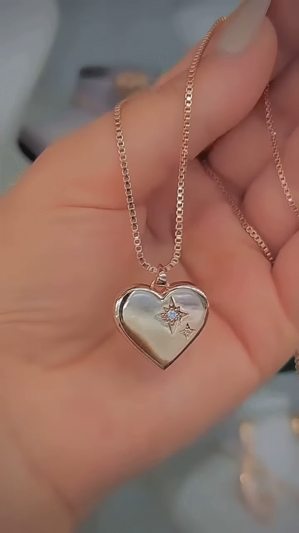 Heart-Shaped Mother-of-Pearl Pendant Necklace