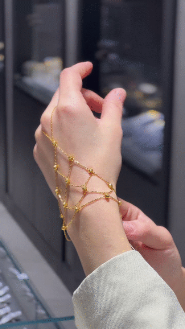 Golden Web Hand Chain Bracelet - Image 3