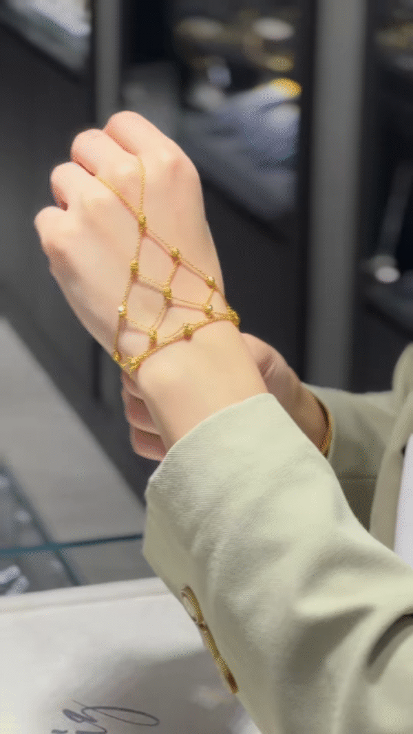 Golden Web Hand Chain Bracelet - Image 2