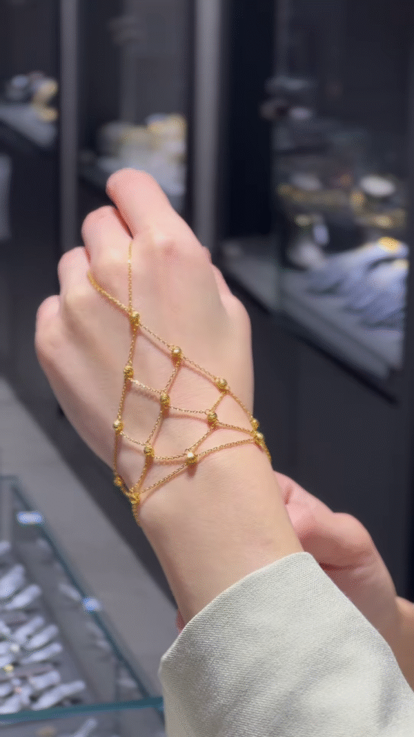 Golden Web Hand Chain Bracelet