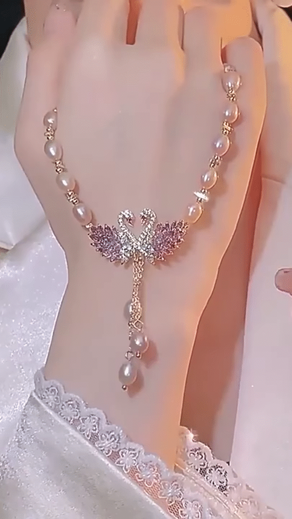 Pearl and Swan Hand Bracelet