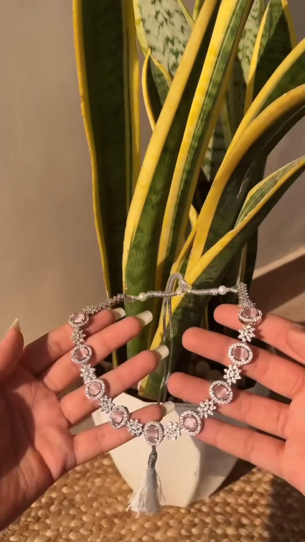 Pearlescent Gem and Crystal Statement Necklace - Image 2