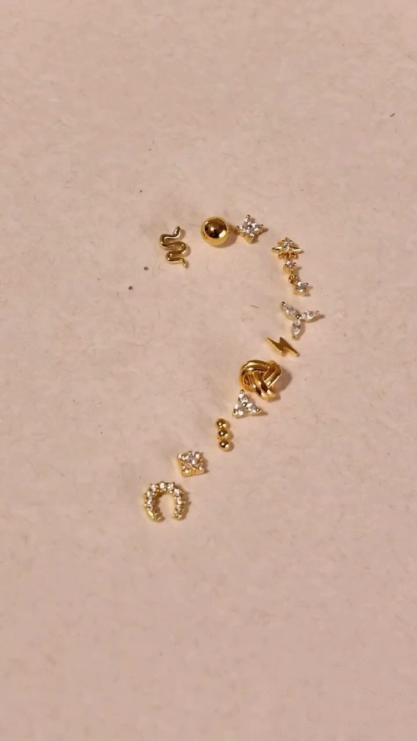Celestial and Geometric Earring Stud Set