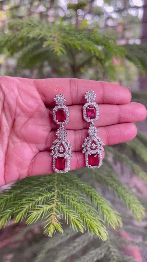 Ruby and Diamond-Style Bridal Jewelry Set - Image 2