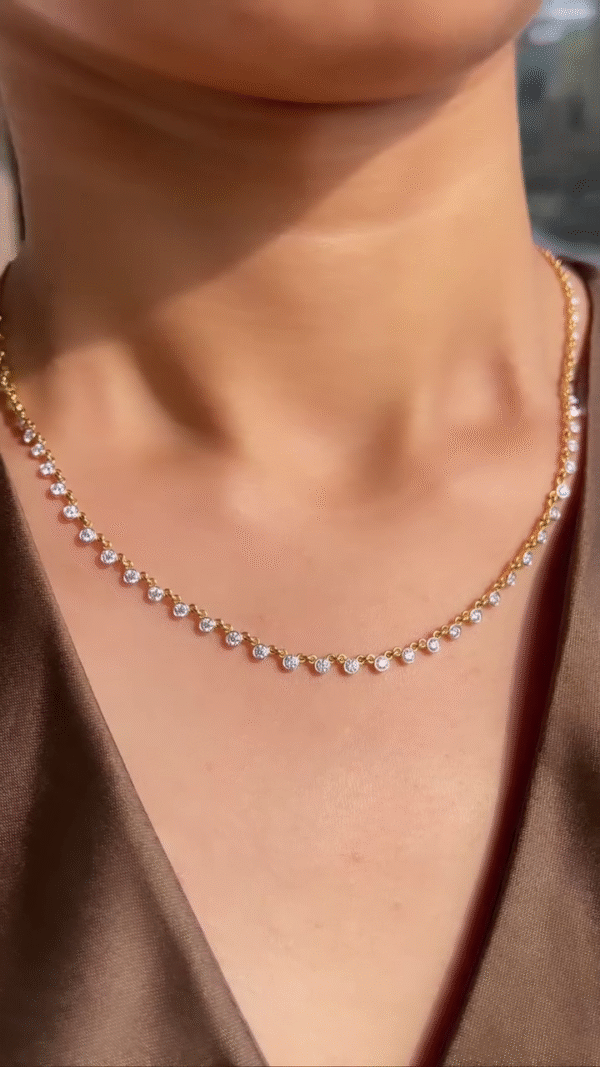 Delicate Bezel-Set Diamond Station Necklace