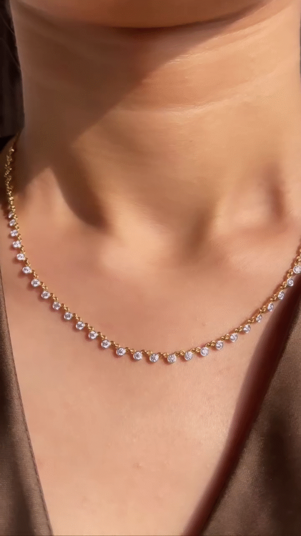 Delicate Bezel-Set Diamond Station Necklace - Image 2