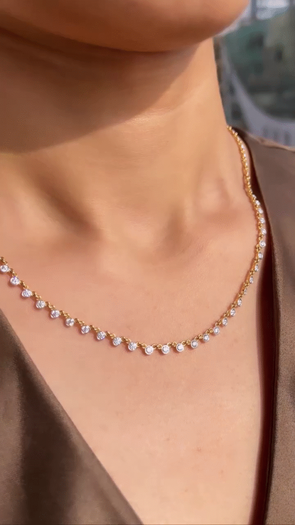 Delicate Bezel-Set Diamond Station Necklace - Image 3
