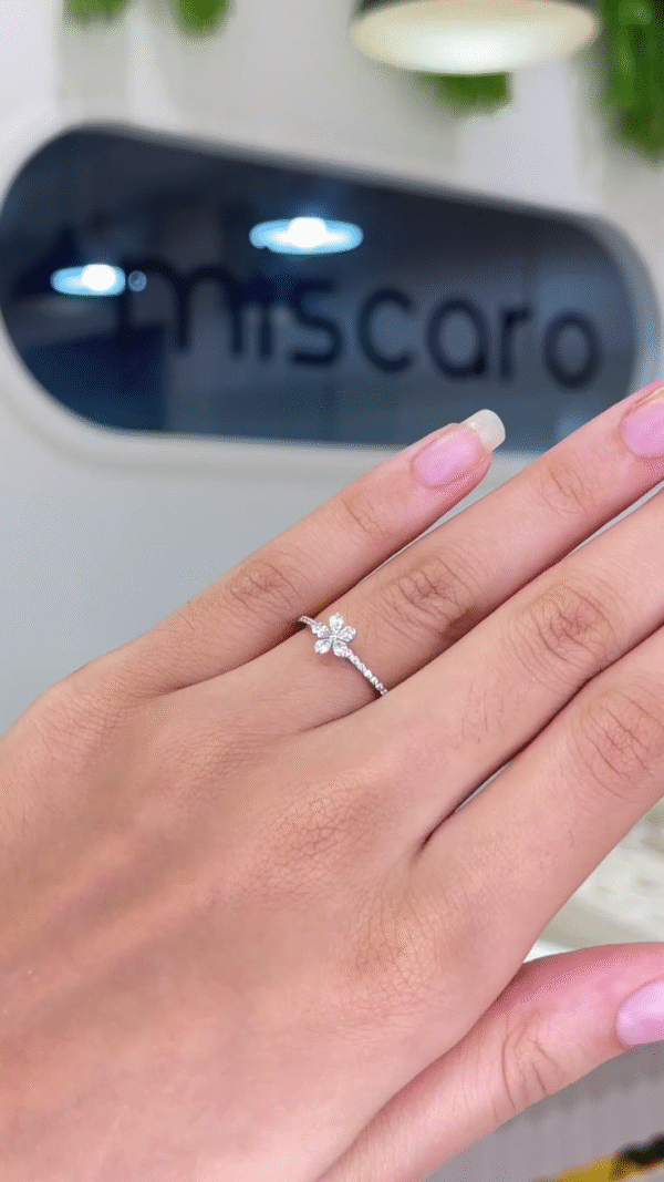 Delicate Floral Cluster Diamond Ring - Image 2