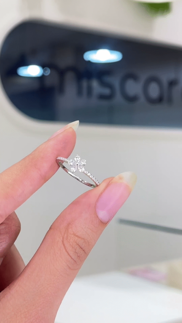 Delicate Floral Cluster Diamond Ring - Image 3