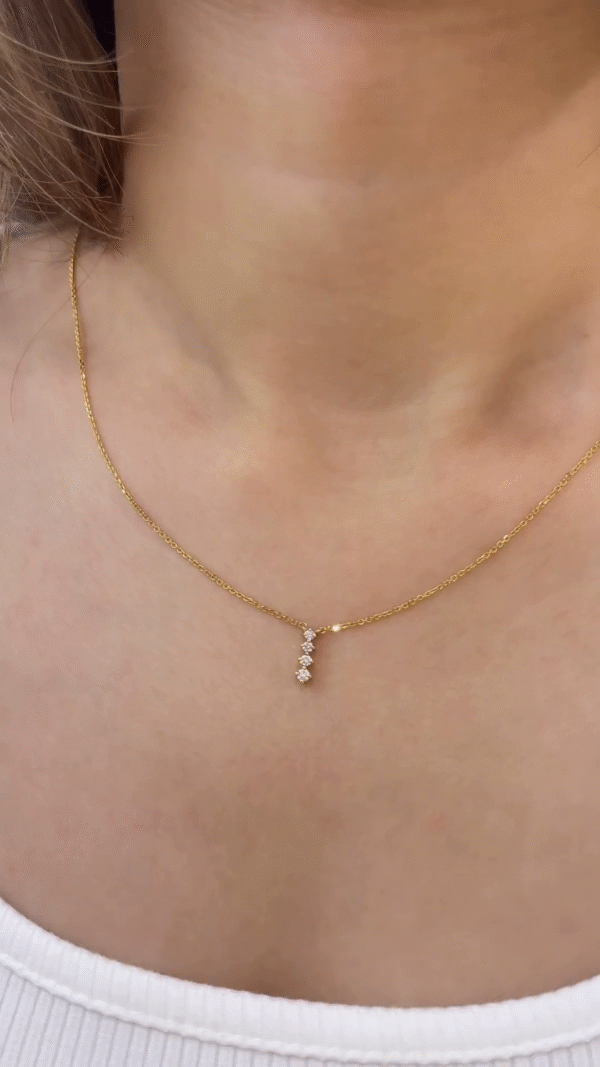 Vertical Trio Diamond Drop Necklace