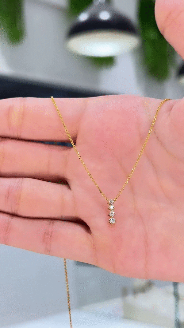 Stacked Trio Diamond Pendant Necklace