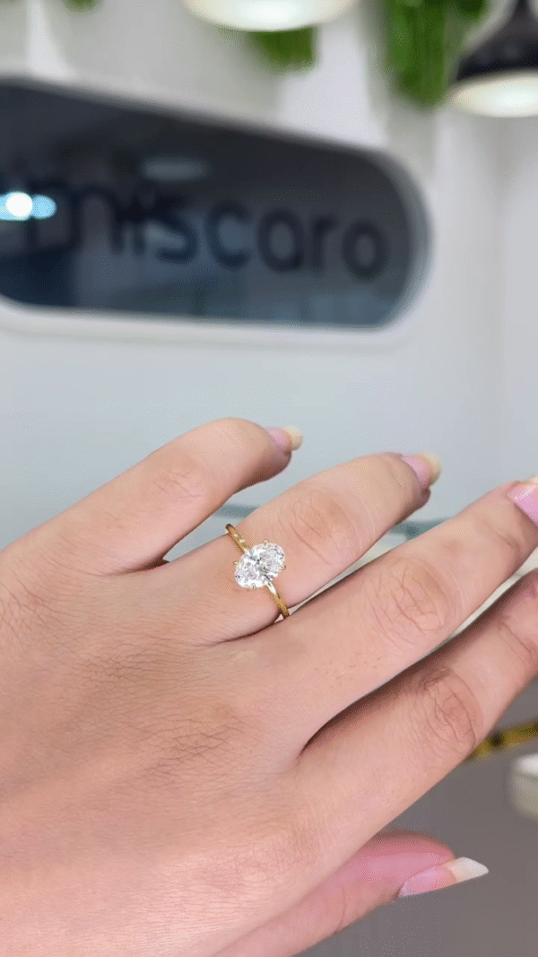Elegant Oval Solitaire Ring with Gold-Toned Band