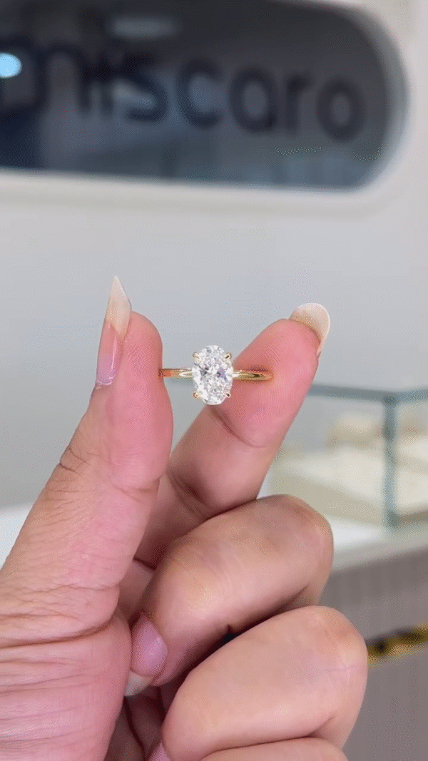 Elegant Oval Solitaire Ring with Gold-Toned Band - Image 2