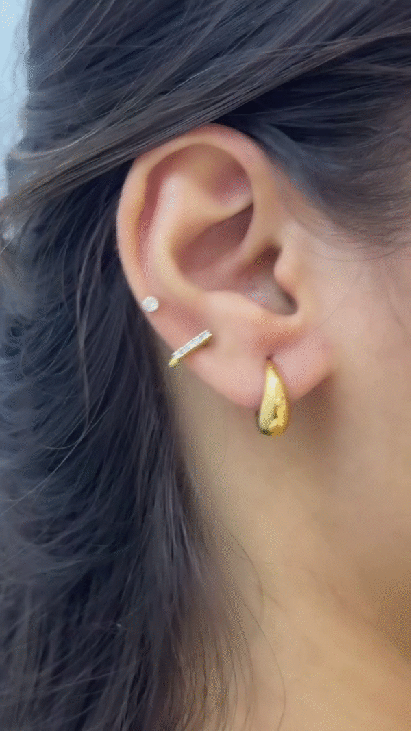 Versatile Gold-Toned Earring Set with Stud and Huggie Hoops