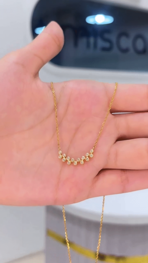 Dainty Arc Cluster Necklace with Gold-Toned Chain