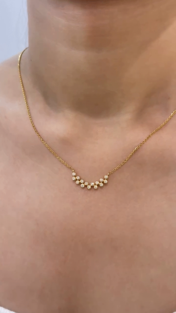 Dainty Arc Cluster Necklace with Gold-Toned Chain - Image 2