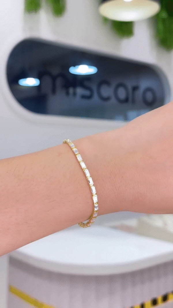 Elegant Baguette Gemstone Line Bracelet