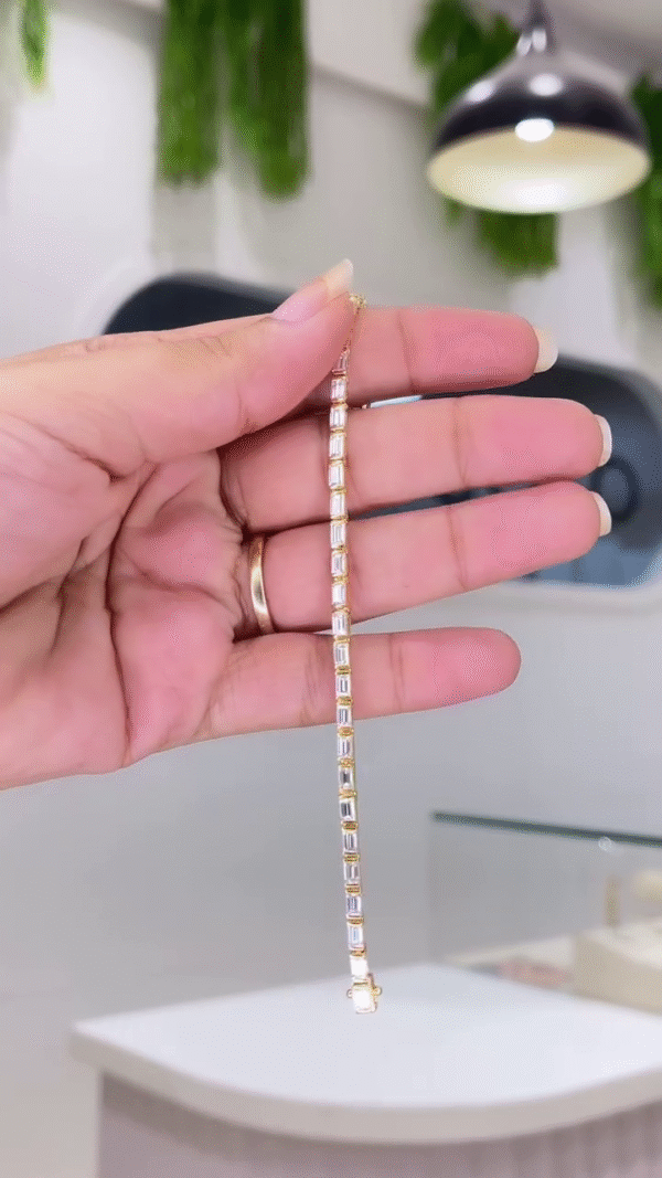 Elegant Baguette Gemstone Line Bracelet - Image 2