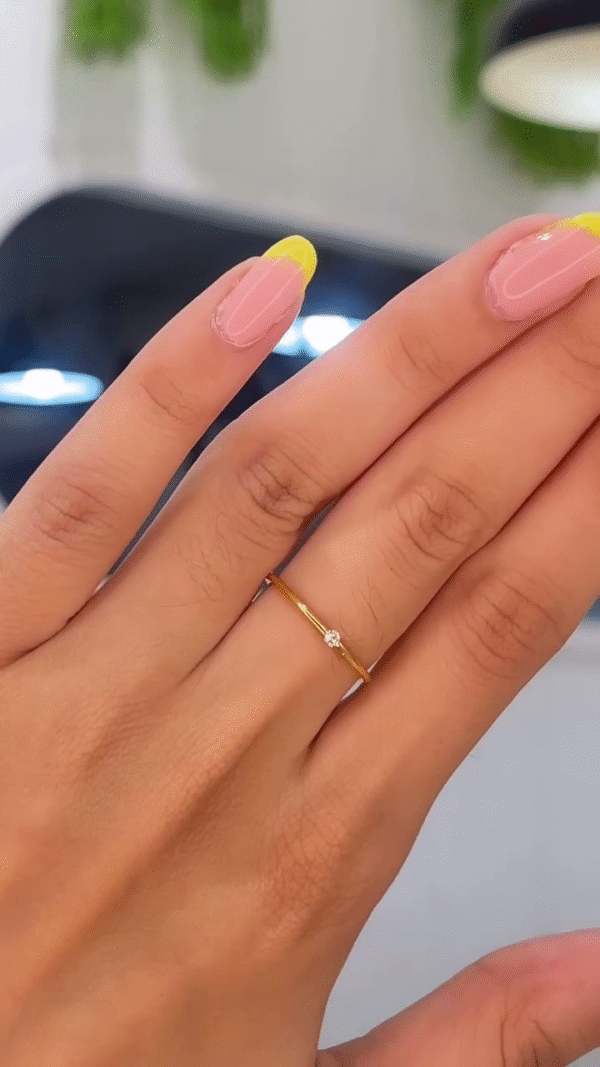 Minimalist Solitaire Accent Ring with Ultra-Thin Band - Image 2