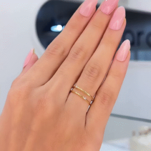 Modern Multi-Band Ring with Scattered Gemstone Accents